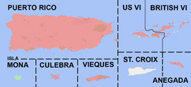Range map of Anolis pulchellus